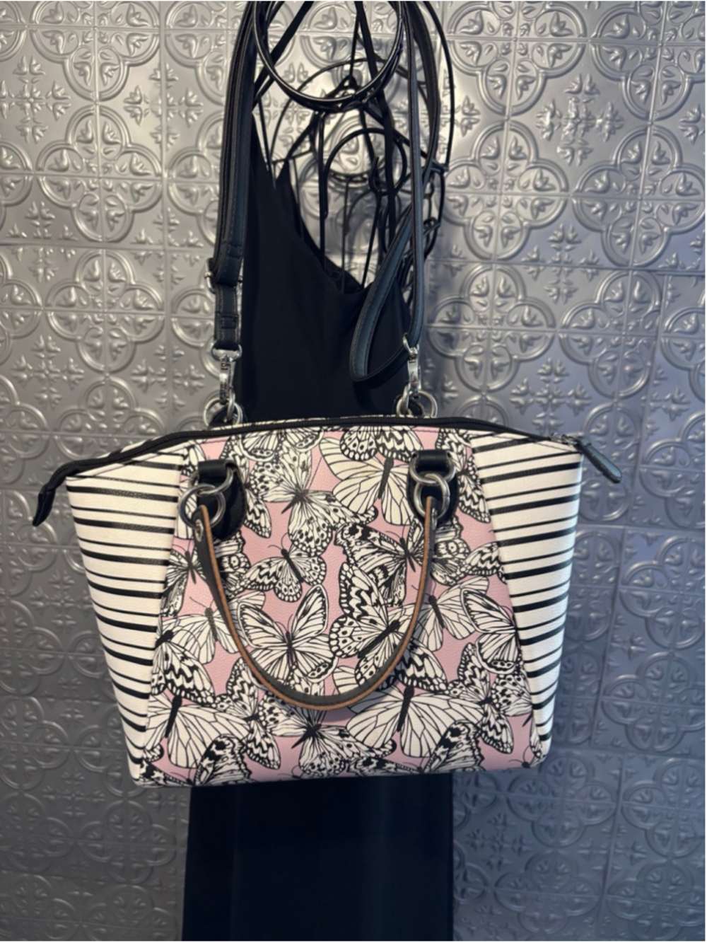Luv By Betsey Johnson Butterfly Stripe Crossbody Shoulder Bag Purse whimsy Y2K - Picture 5 of 12